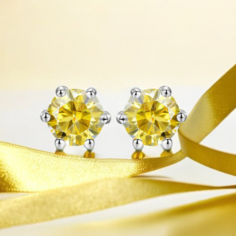 Women's Sparkling Lemon Yellow Synthetic Moissanite Earrings
